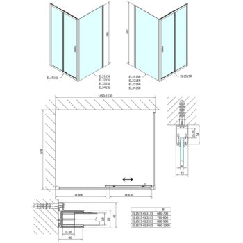 POLYSAN - EASY obdĺžniková sprchová zástena 1500x800 L/P varianta EL1515EL3215