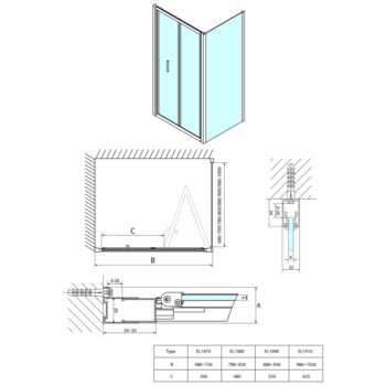 POLYSAN - EASY obdĺžniková sprchová zástena 800x1000, skladacie dvere, L/P varianta, číre sklo EL1980EL3415