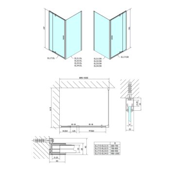 POLYSAN - EASY obdĺžniková sprchová zástena pivot dvere 900-1000x800 L/P varianta EL1715EL3215
