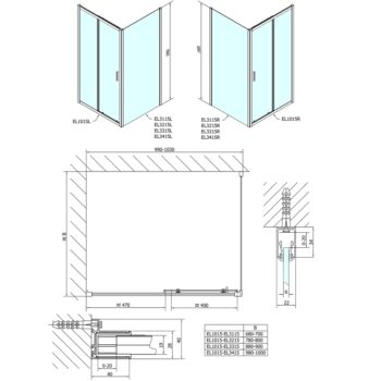 POLYSAN - EASY štvorcová sprchová zástena 1000x1000 L/P varianta EL1015EL3415
