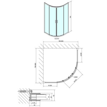 POLYSAN - EASY štvrťkruhová sprchová zástena 800x800, L/R, číre sklo EL2515