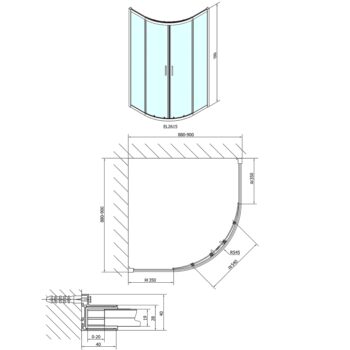 POLYSAN - EASY štvrťkruhová sprchová zástena 900x900, L/R, čire sklo EL2615