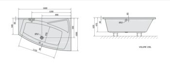 POLYSAN - EVIA R asymetrická vaňa 160x100x47cm, pravá, biela 12611