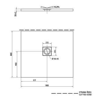 POLYSAN - FLEXIA sprchová vanička z liateho mramoru s možnosťou úpravy rozmeru 90x80cm 72927