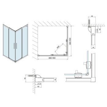 POLYSAN - LUCIS LINE štvorcová sprchová zástena 900x900, číre sklo DL1615