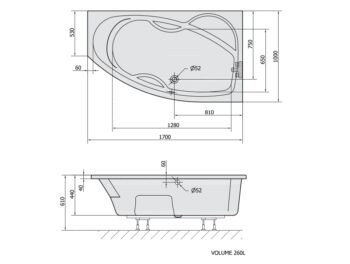 POLYSAN - MAMBA R asymetrická vaňa 170x100x44cm, biela 77111