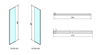 POLYSAN - MODULAR SHOWER prídavný panel na inštaláciu na stenu modulu 2, 600 pravý MS2B-60R