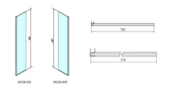 POLYSAN - MODULAR SHOWER prídavný panel na inštaláciu na stenu modulu 2, 800 pravý MS2B-80R