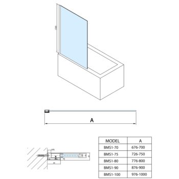 POLYSAN - MODULAR SHOWER vaňová zástena 900x1500, číre sklo BMS1-90