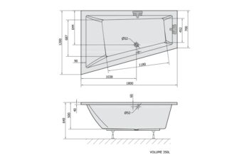 POLYSAN - TRIANGL L asymetrická vaňa 180x120x50cm, biela 19611