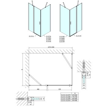 POLYSAN - ZOOM obdĺžniková sprchová zástena 1100x900 L/P varianta ZL1311ZL3290