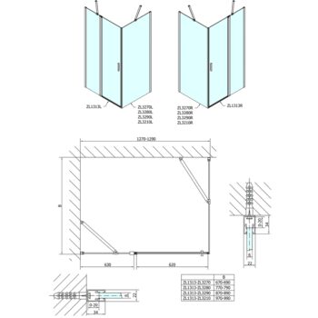 POLYSAN - ZOOM obdĺžniková sprchová zástena 1300x900 L/P varianta ZL1313ZL3290
