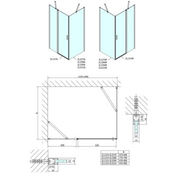 POLYSAN - ZOOM obdĺžniková sprchová zástena 1500x900 L/P varianta ZL1315ZL3290