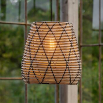 PR Home Lollo vonkajšie závesné svetlo, prírodný ratanový vzhľad, Ø 38 cm