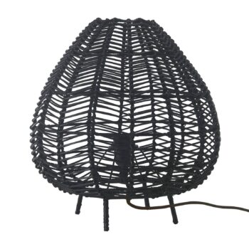 PR Home Nana stolová lampa z ratanu, čierna