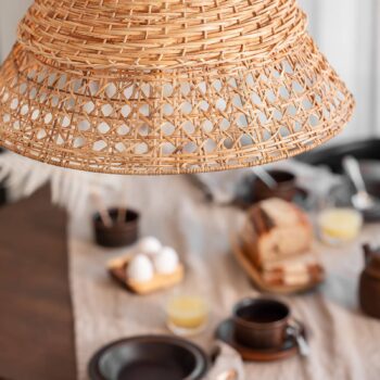 PR Home Pune závesná lampa s ratanovým tienidlom