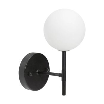 PR Home Sigma S nástenné svietidlo, čierna/opál, 1-svetelné 25 cm sklo