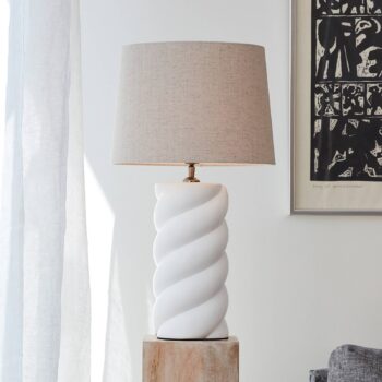 PR Home Spin lampa Ø 35 cm biela/ľan prírodná