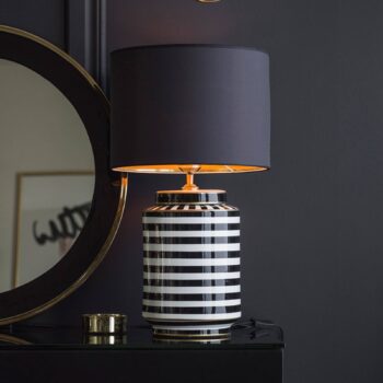 PR Home Stolná lampa Gatsby, Ø 30 cm, keramika/textil