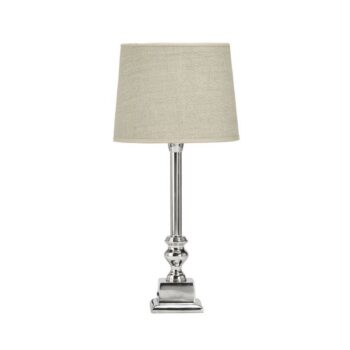 PR Home Stolná lampa Linné, farba chróm/prírodná, výška 46 cm