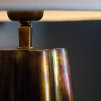 PR Home Stolová lampa Aira, výška 50 cm, mosadzová farba/biela