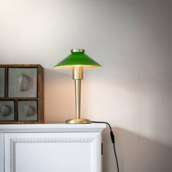 PR Home Stolová lampa August, mosadzno-zelená, 34 cm, kov
