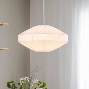PR Home Závesné svetlo Edith, Ø 50 cm, bavlna, biela