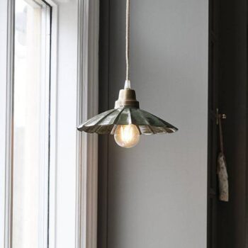 PR Home Závesné svietidlo Ester, zelené, Ø 24 cm, železo, zástrčka