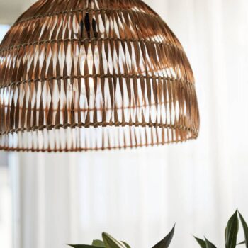 PR Home Závesné svietidlo Lace, ratanový tienidlo, Ø 37 cm