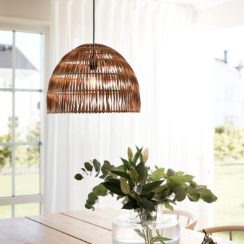 PR Home Závesné svietidlo Lace, ratanový tienidlo, Ø 46 cm