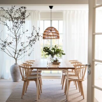 PR Home Závesné svietidlo Lace, ratanový tienidlo, Ø 46 cm