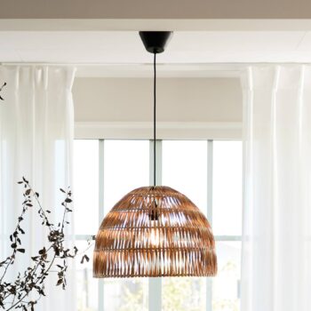 PR Home Závesné svietidlo Lace, ratanový tienidlo, Ø 46 cm