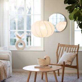 PR Home Závesné svietidlo Olivia, textilné tienidlo, biele, Ø 50 cm