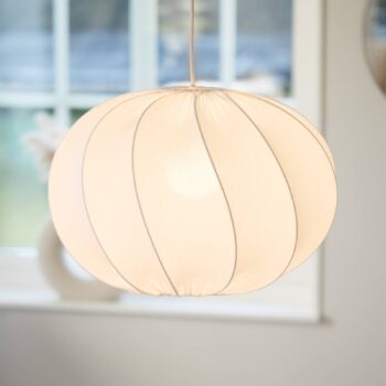 PR Home Závesné svietidlo Olivia, textilné tienidlo, biele, Ø 50 cm