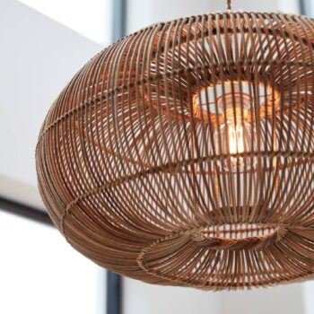 PR Home Zuri vonkajšie závesné svetlo, ratan, Ø 61 cm, zástrčka