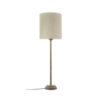 PR Home stolová lampa Kent béžová/mosadzné tienidlo Celyn cylinder