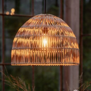 PR Home vonkajšia závesná lampa Lace z prírodného vlákna, zástrčkový kábel,
