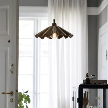 PR Home závesná lampa Aira, farba olejovaná mosadz, Ø 41 cm kov