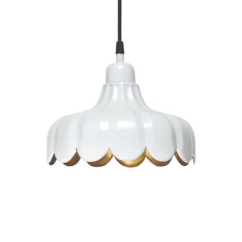 PR Home závesná lampa Wells Small, biela/zlatá, Ø 24 cm, zástrčka