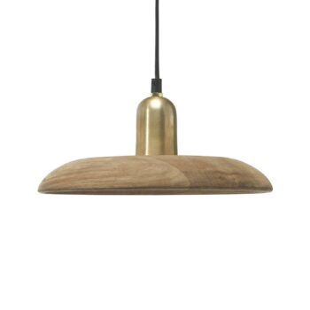 PR Home závesné svetlo Bliss, drevo, hnedá farba, Ø 28 cm, zástrčka