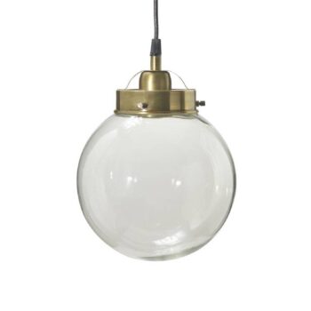 PR Home závesné svetlo Normandia, Ø 20 cm, starožitná mosadz, sklo