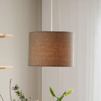 PR Home závesné svetlo Sara, moka hnedá, Ø 35 cm, ľanový textil