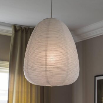 PR Home závesné svietidlo Maki, biele, papier, Ø 43 cm, E27