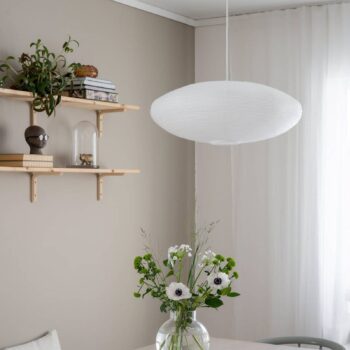 PR Home závesné svietidlo Yuni, biele, Ø 60 cm, biely záves, E14
