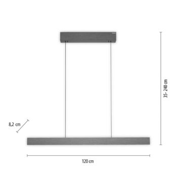 PURE E-Motion LED závesné svietidlo trám CCT, sivá