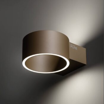 PURE LED nástenné svietidlo Clipse, bronzová farba, hliník Ø 15 cm