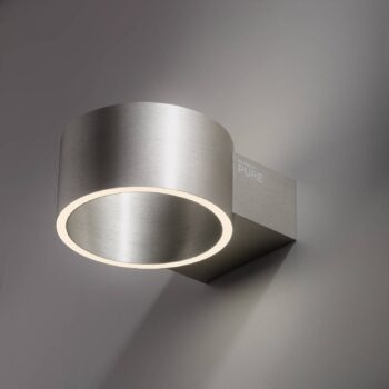 PURE LED nástenné svietidlo Clipse, hliník, hliník, Ø 15 cm
