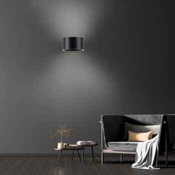 PURE LED nástenné svietidlo Clipse, sivé, hliník, Ø 15 cm