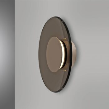 PURE LED nástenné svietidlo Moon, bronz, Ø 32 cm, sklo/hliník
