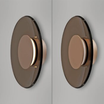 PURE LED nástenné svietidlo Moon, bronz, Ø 32 cm, sklo/hliník
